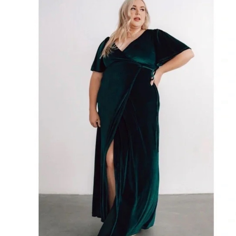 Baltic Born Meghan Green Velvet Wrap Dress XXXL